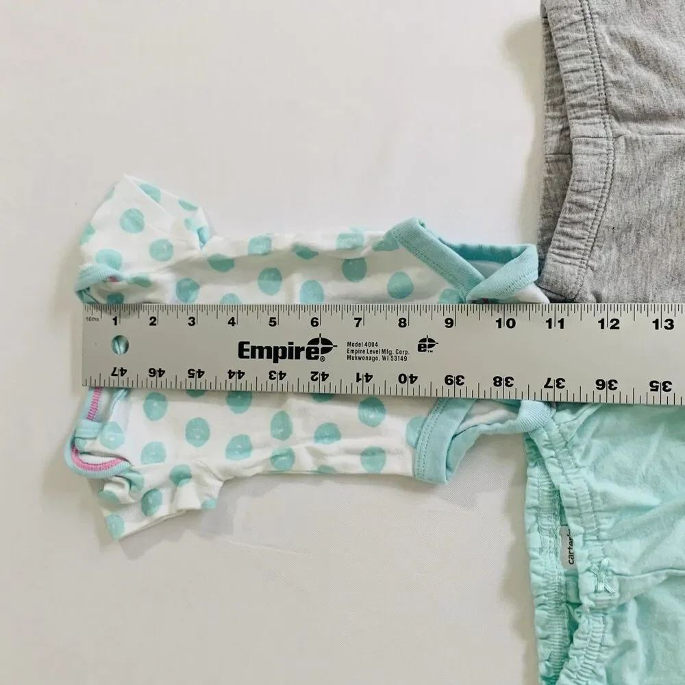 Carters Outfit Top Pants Set Baby Girl 3 Months White Blue‎ Short Sleeve Stretch - Picture 8 of 8